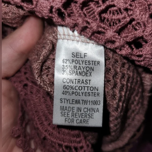 And the why L mauve waffle knit belle sleeve top - Picture 6 of 6